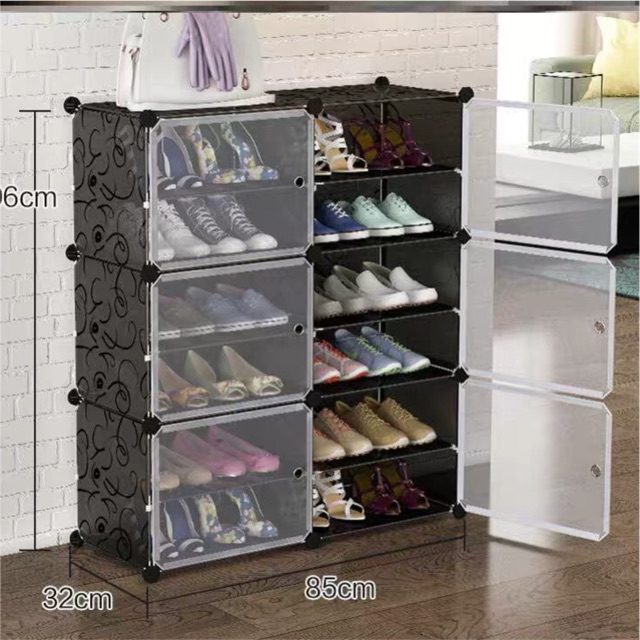 [HCM]*XẢ KHO* TỦ GIÀY LẮP GHÉP 12 Ô CHIA NGĂN ( tặng kèm móc treo sườn)