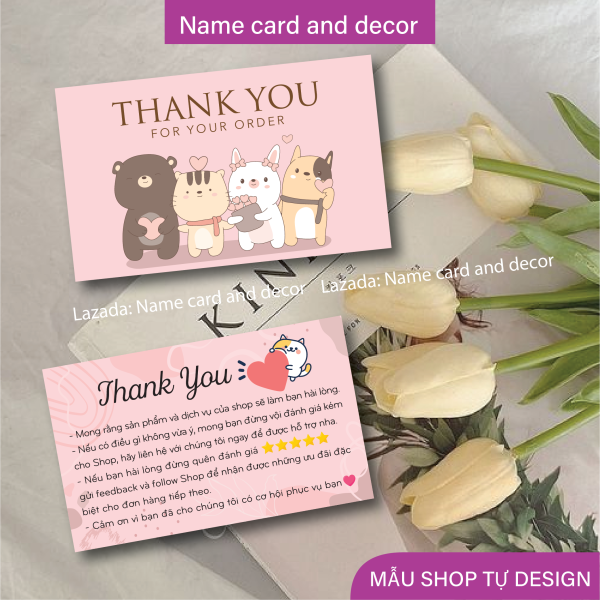 (Combo 100 cái) name card cảm ơn khách hàng kute có sẵn tại shop, kích thước 9 x 5.5 cm