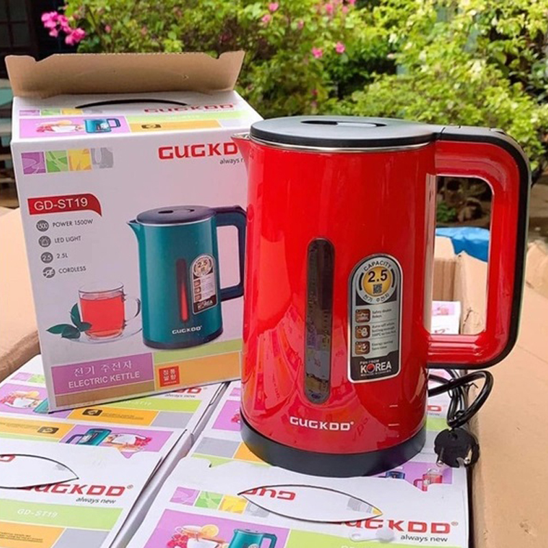 Ấm siêu tốc gugkdd gd-st19 ấm siêu tốc giá rẻ dung tích 2.5l lõi inox an toàn thiết kế đẹp
