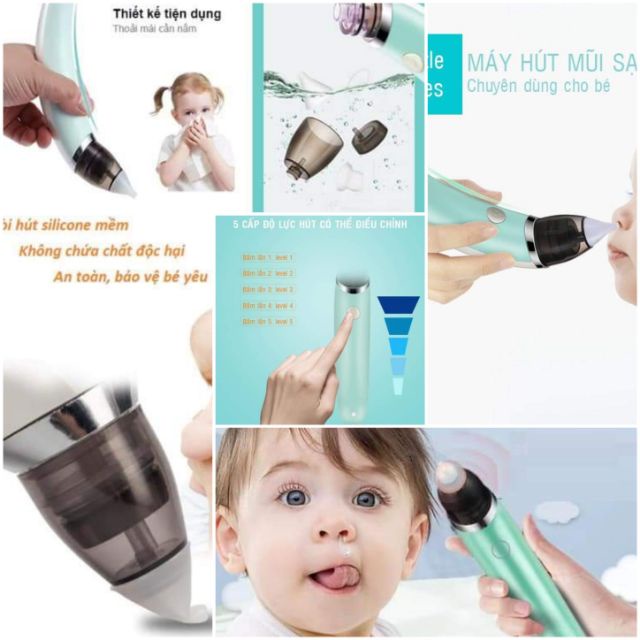 Máy hút mũi cho bé sơ sinh Dụng Cụ Vệ Sinh Mũi Cho Bé Little Bee Tặng thêmđầu hút Silicon Lực hút mạnh mẽ không gây đau không làm bé khóc an toàn cho bé yêu