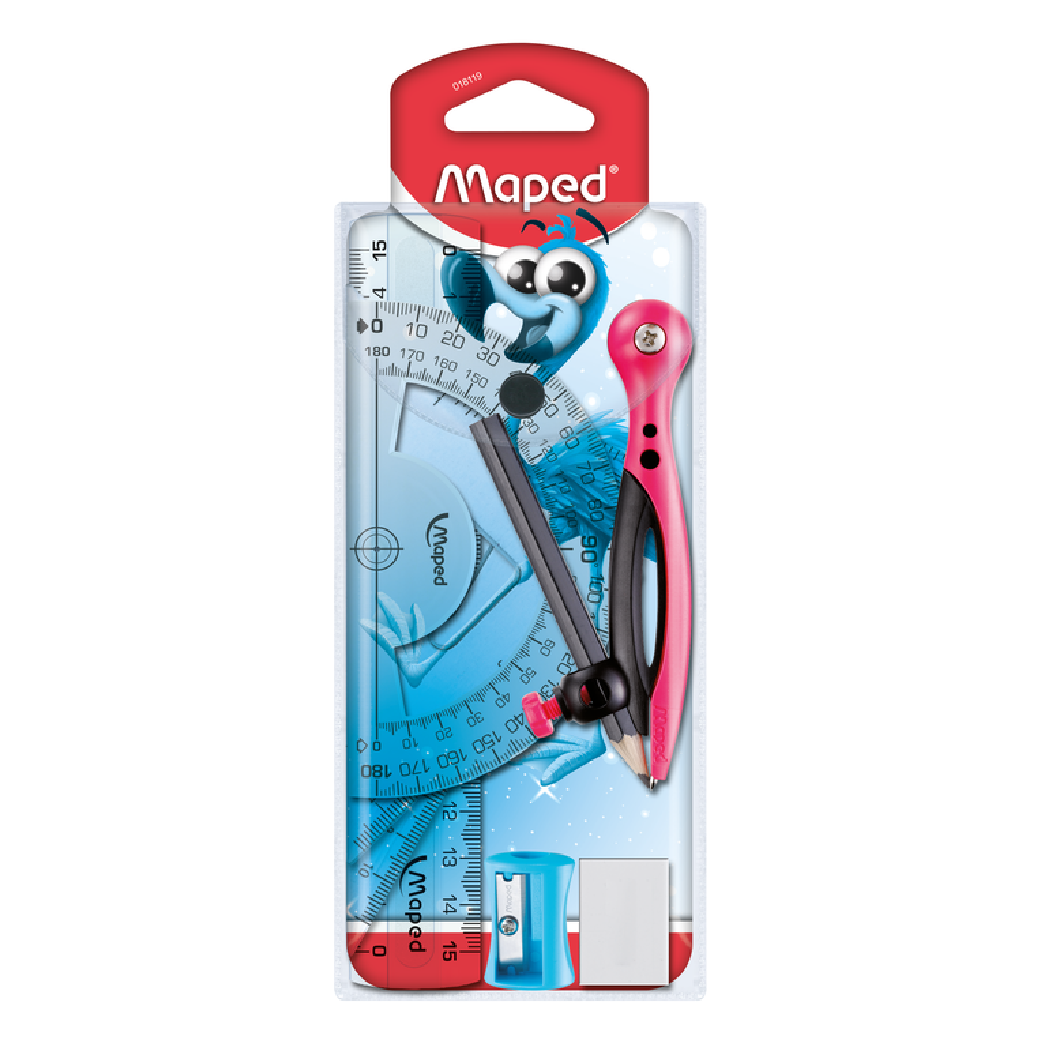 MAPED - Hộp Compa Pulse - set 8 (Compa, chuốt chì, gôm, chì đen, bộ 4 thước)