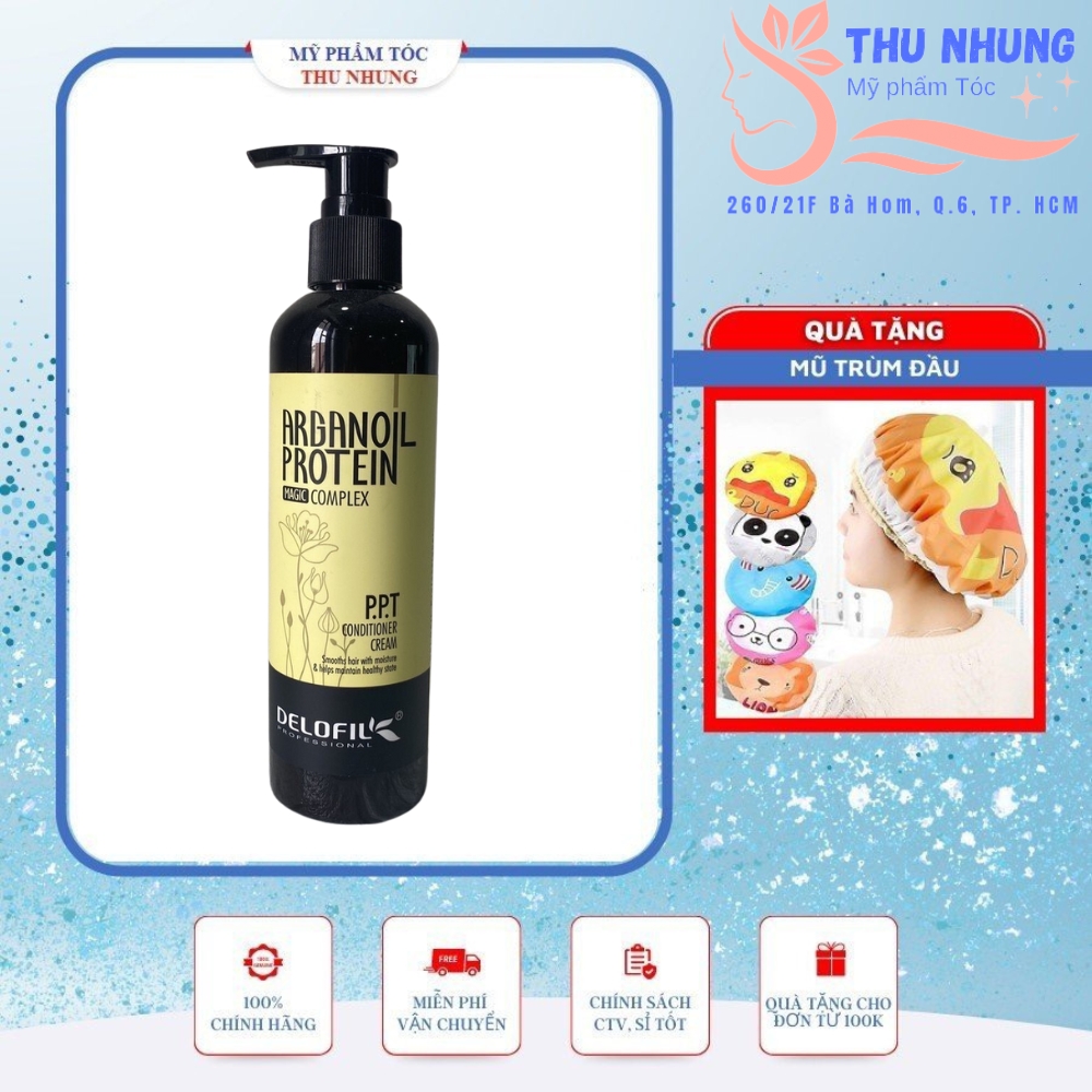 [Tặng mũ trùm] KEM DƯỠNG TÓC PPT ARGANOIL PROTEIN DELOFIL 260ML