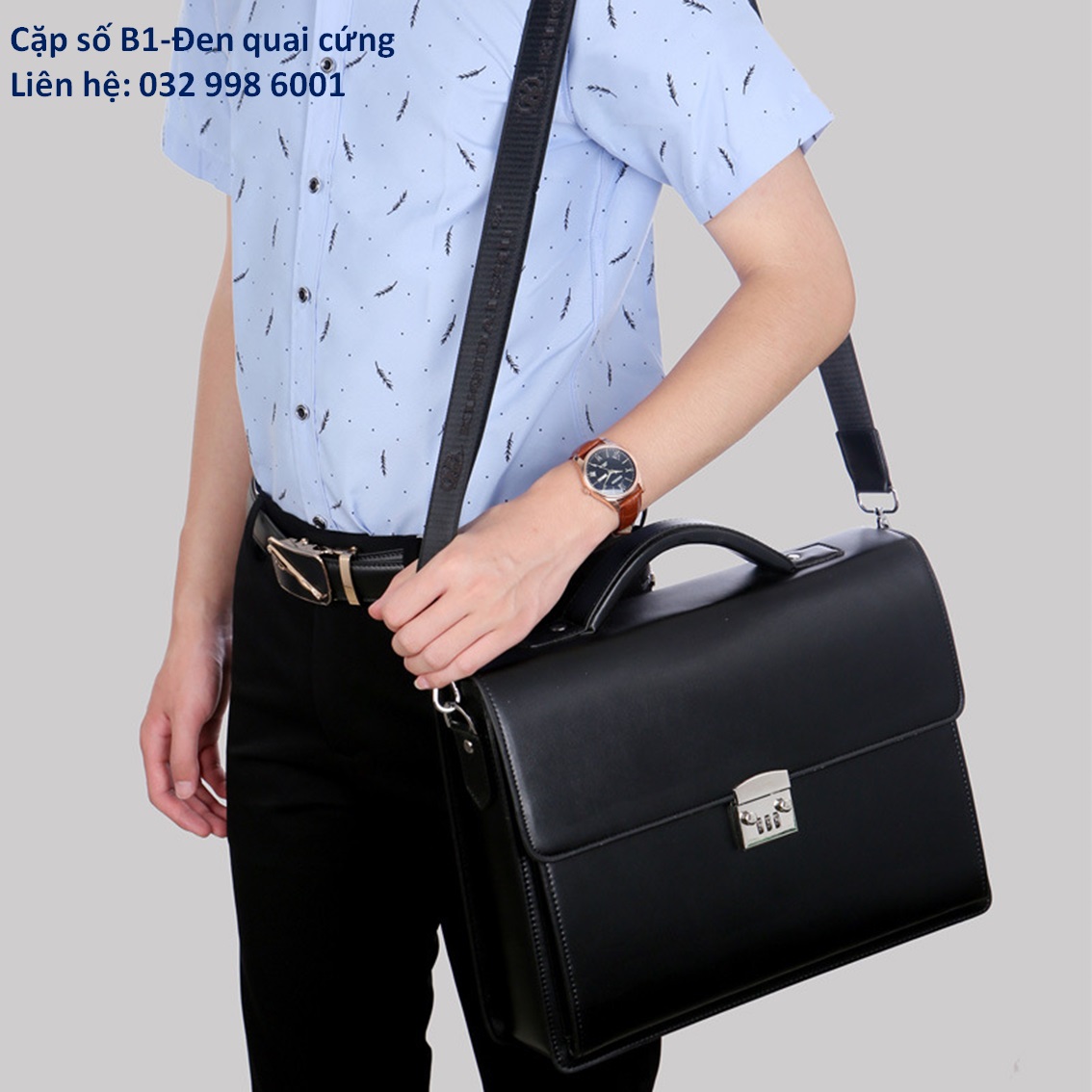 cặp xách da công sở đựng laptop 38x29x8Cm (Màu đen - Màu nâu)