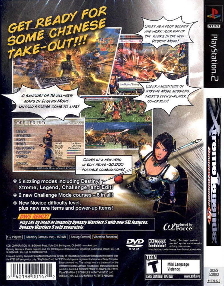 Đĩa game PS2, Dynasty Warriors 5: Xtreme Legends.