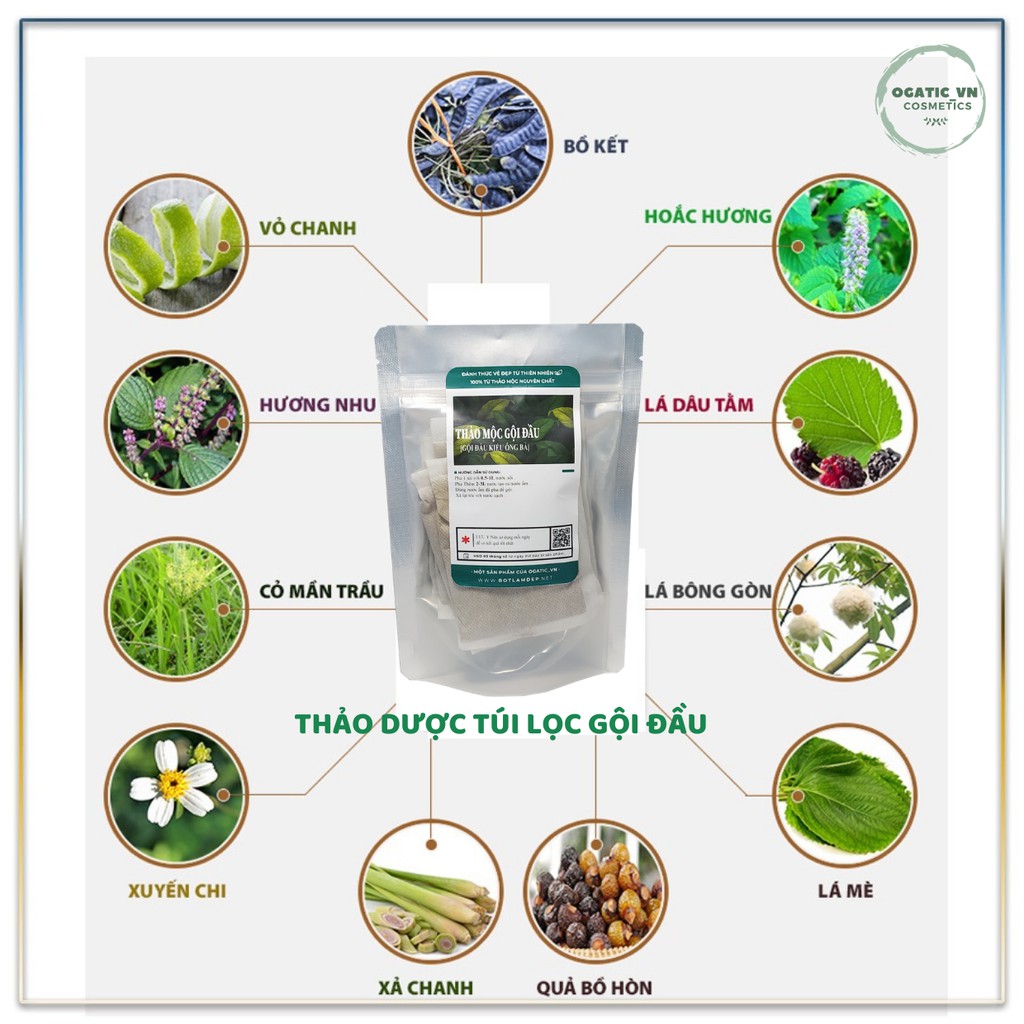 TÚI 7 GÓI LÁ THƠM GỘI ĐẦU OBAXUA.