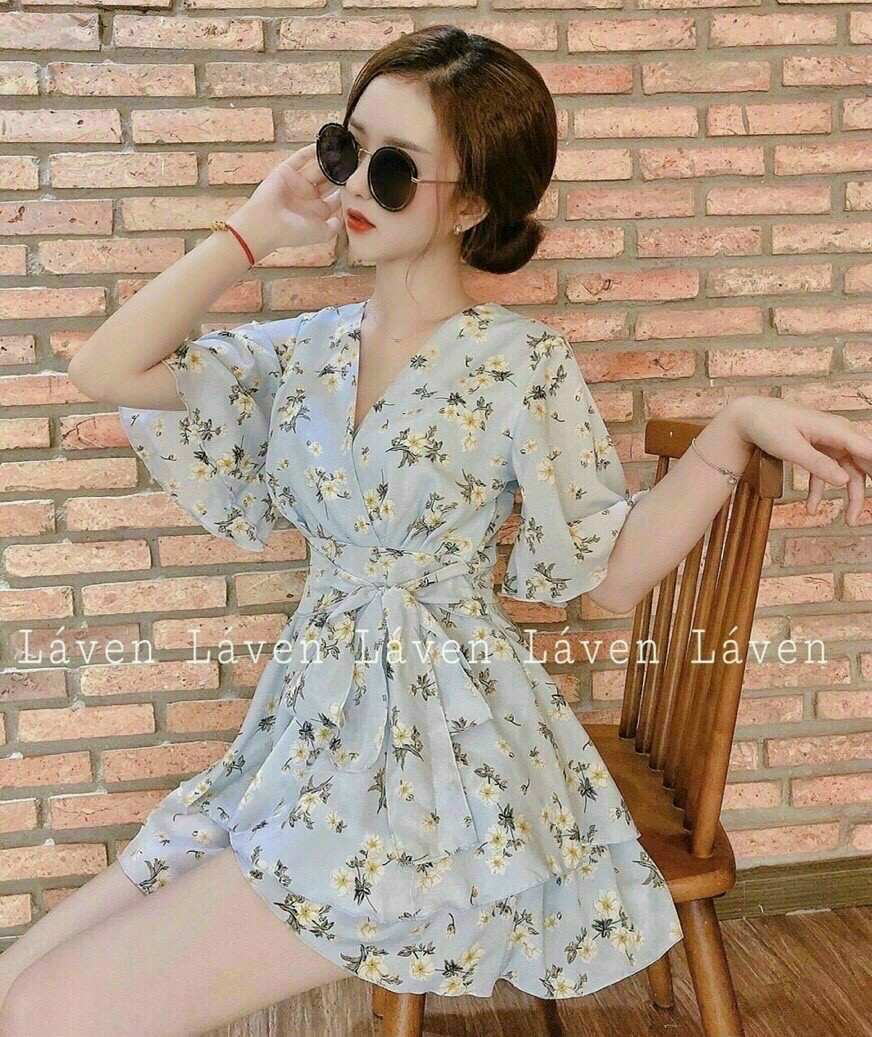 [HCM]Đầm Hoa Cột Nơ Eo Siêu Xinh Chất Lụa Mềm Mịn Mặc Mát Mẻ .QC