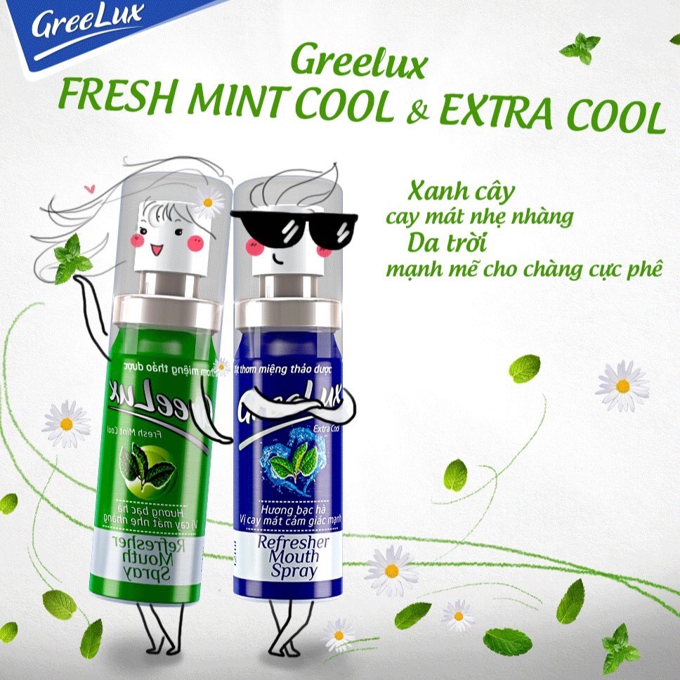 Xịt thơm miệng greelux Extra Cool Thảo Dược 12ml, Xanh dương