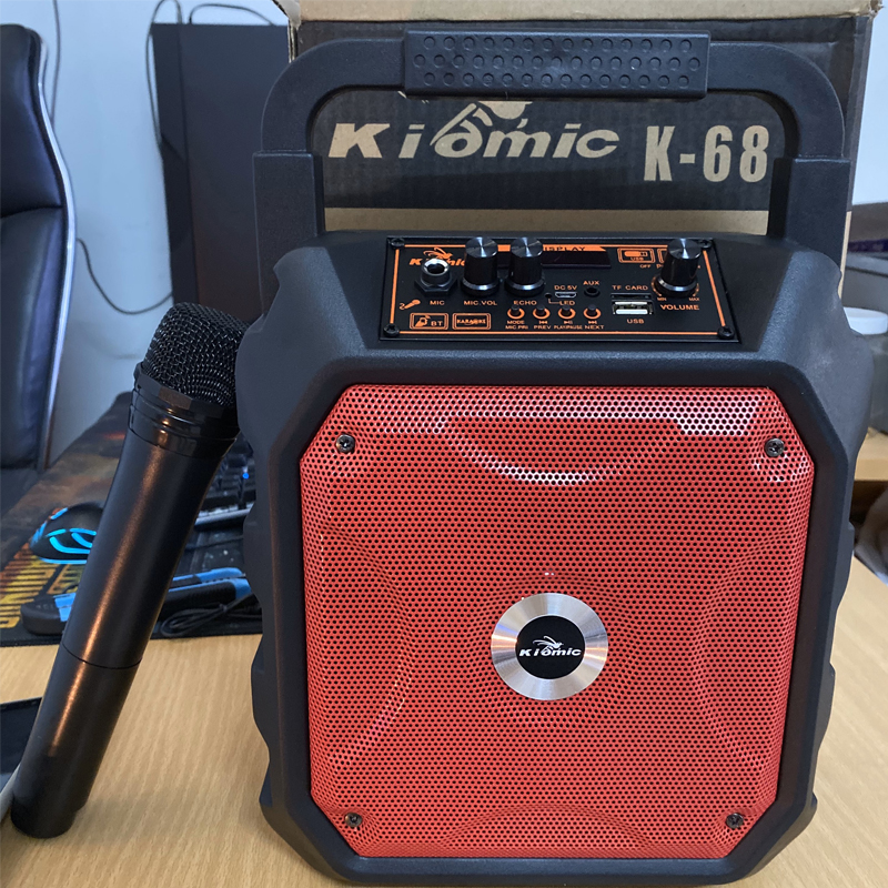 Loa Karaoke Bluetooth Kiomic K68 Có Bass Treble Tặng Kèm Mic Không Dây - Chính Hãng