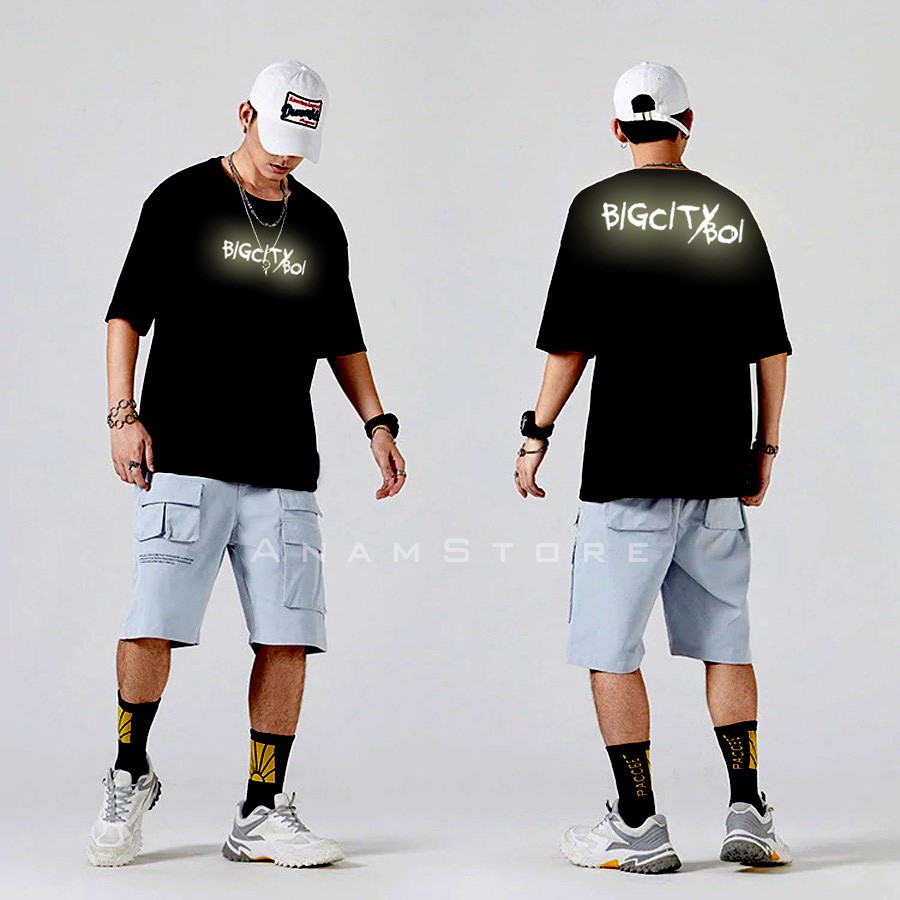 [HCM]Áo thun phản quang tay lỡ Nam Nữ bigcityboi