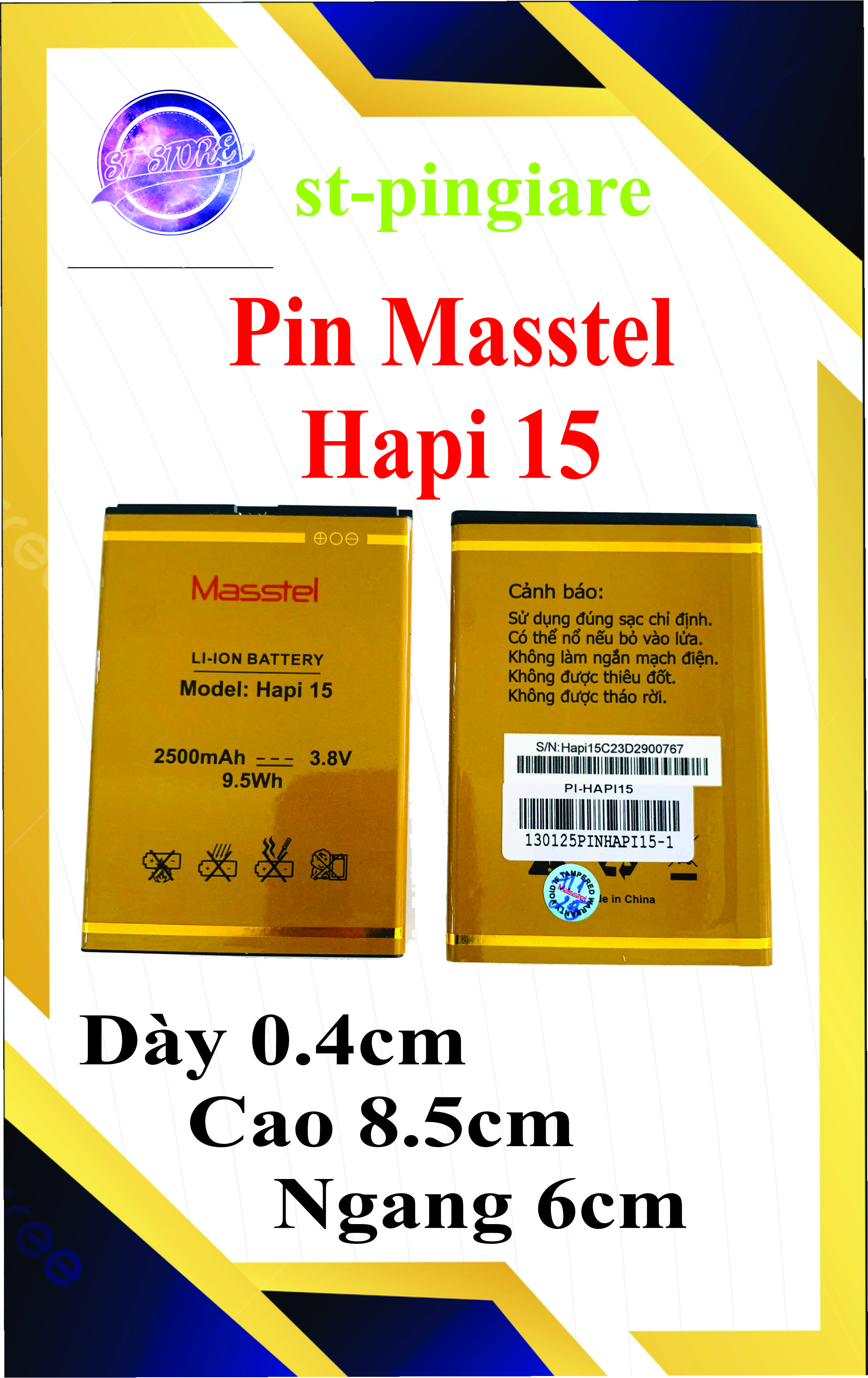 Pin Masstel Hapi 15 Chính Hãng Mới 100%