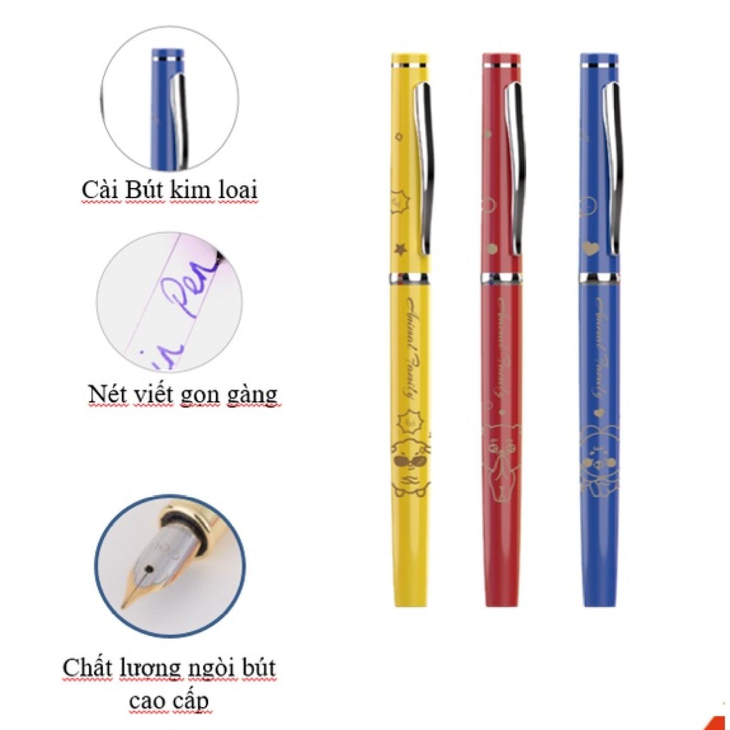 Bút máy luyện chữ đẹp học sinh nét thanh đậm ngòi mài cao cấp Deli viết êm - Tặng kèm 1 ngòi thay thế - CQ896 / CQ897