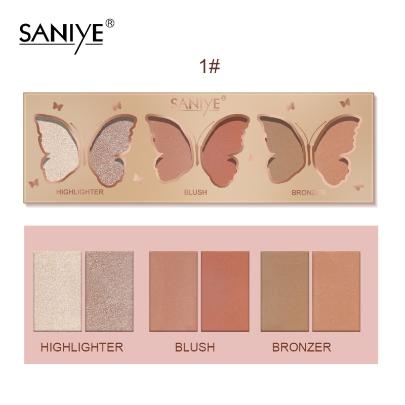 SANIYE Bảng phấn má đa năng nguyên bản Bảng trang điểm khuôn mặt Highlighter Contour Palette E0331