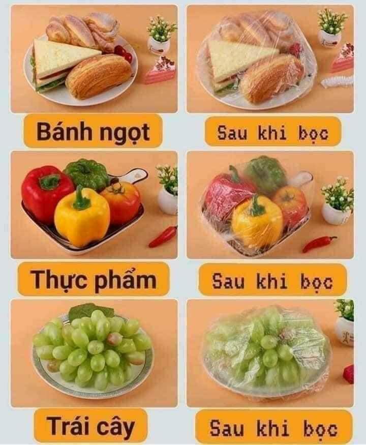 Túi 100 Màng bọc thực phẩm bo chun co giãn