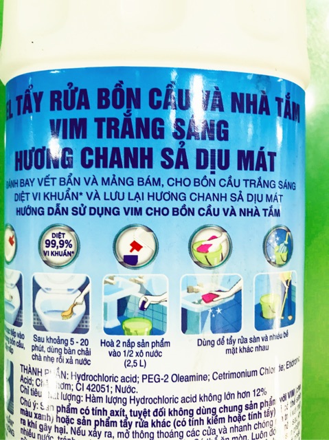 Gel tẩy rửa VIM trắng sáng 880ml (Chai)