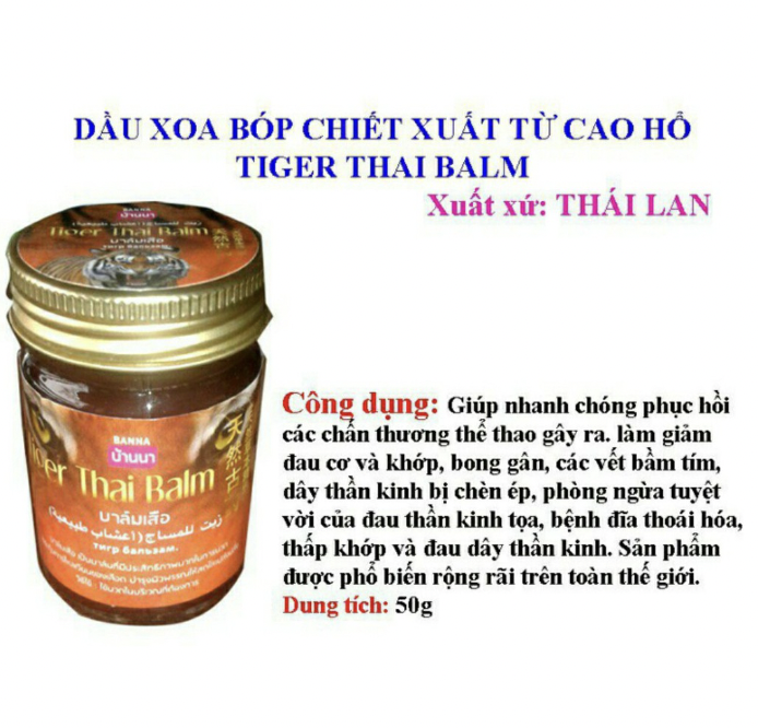 Dầu Cù Là Xoa Bóp Hổ Banna Thái Lan 50gram