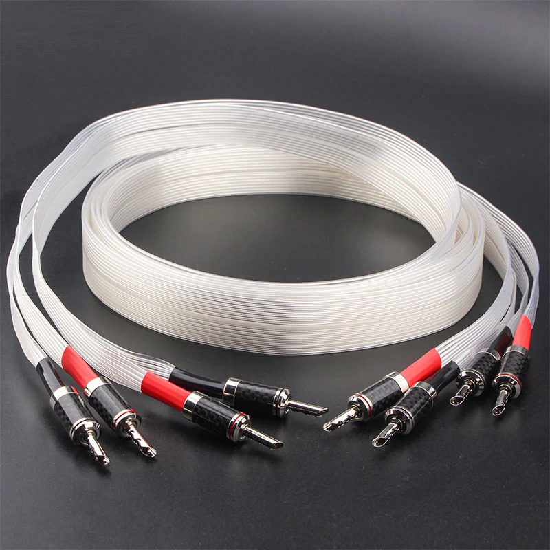 Nordost Trắng rút ra OCC bạc mạ âm thanh loa Cáp OCC bạc mạ Dây loa sợi carbon chuối cắm