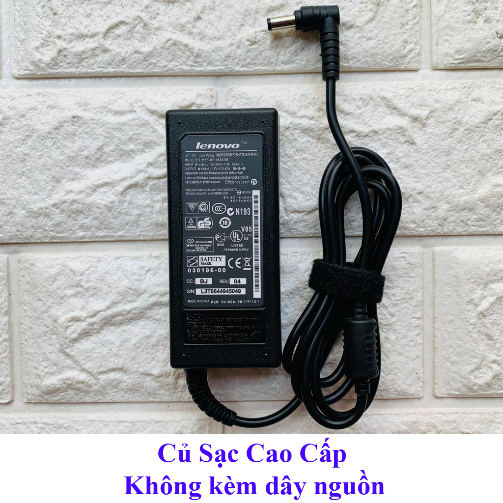 Sạc Laptop Lenovo 19V - 3.42A - 65W chân To 5.5x2.5mm - đường kính đầu sạc 5.5mm thay cho Lenovo G470 G480 G460 G450 G430 G230 B460 Y450 Y460