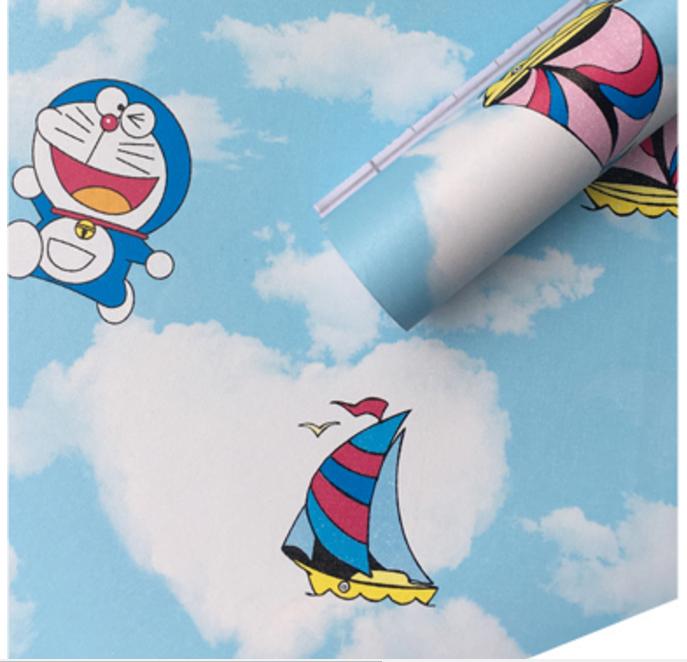 [HCM]Cuộn 5m decal giấy dán tường DOREMON và Bầu Trời khổ 45cm keo sẵn dán 2.25 mét vuông