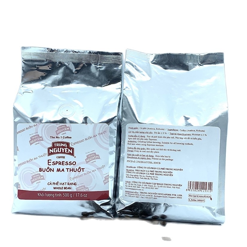 [Combo 2 Bịch] Cà phê hạt Trung Nguyên dành cho Pha máy Espresso( Bịch 500gam)