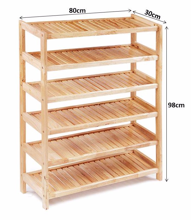 [HCM]Kệ dép gỗ 80cm - 6 tầng