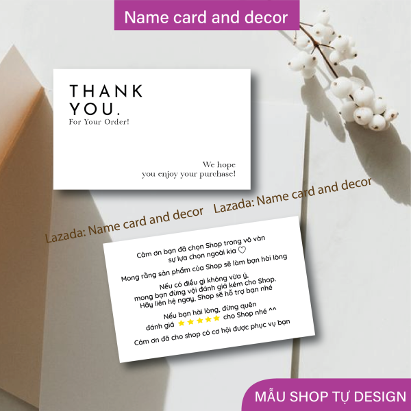 (Combo 100 cái) Thiệp cảm ơn, Thank you card dùng cho shop bán hàng dùng để tặng khách hàng, kích thước 9x5.5 cm