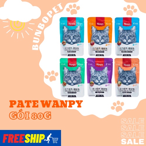 Pate Cho Mèo Wanpy Gói 80g - Pate Mèo 7 Vị Hấp Dẫn