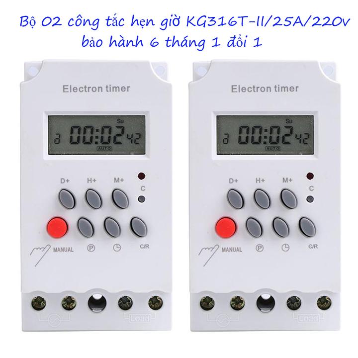 Bộ 02 timer hẹn giờ điện tử Kg316T-II có khóa phím dùng để bật tắt thiết bị điện tự động, công tắc hẹn giờ, ổ cắm hẹn giờ tự động bật tắt điện