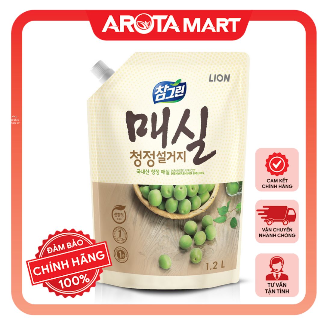Nước rửa chén lion chiết xuất quả mơ organic 1.2l số 1 hàn quốc