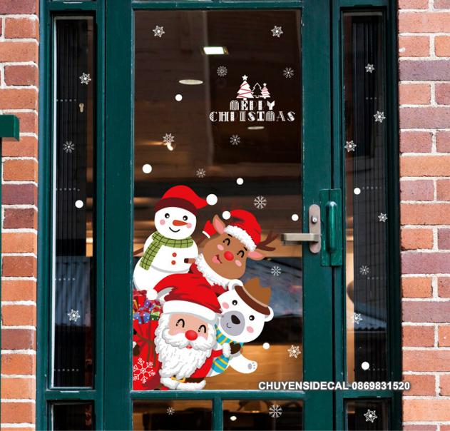 [HCM]Decal trang trí tường Noel - 4 Noel Trắng Đỏ Xin Chào