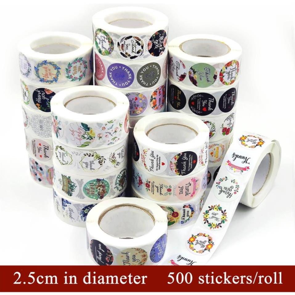 Cuộn 500 tem dán sticker in chữ thank you