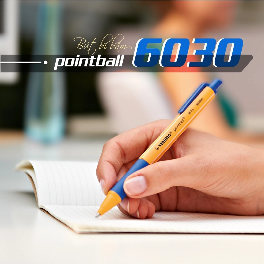 Combo Bút bi bấm STABILO  pointball POINT ( Xanh, Đen, Đỏ, Xanh lá, Tím, Xanh nhạt)
