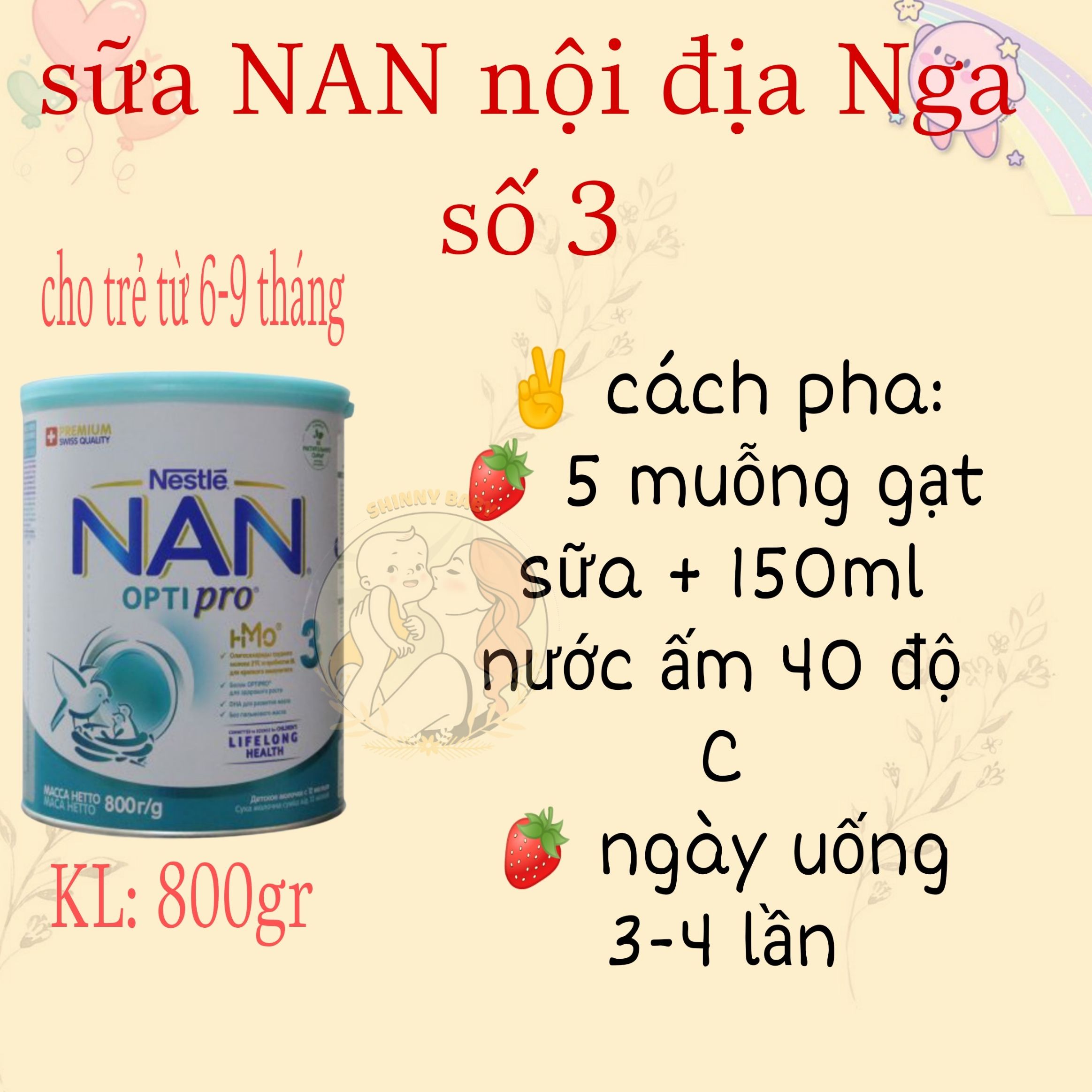 Date 26- sữa nan optipro Nga 800g cho bé từ 0-6m+