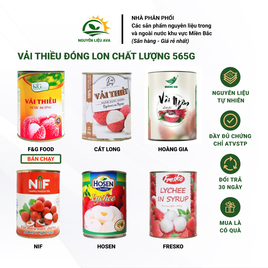 Vải Thiều Ngâm Nước Đường 565G - Ăn trực tiếp, dùng làm pha chế, chế biến món ăn