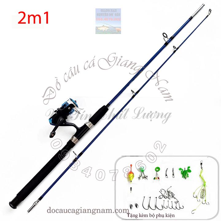 Bộ cần câu 2 khúc shimano 2m1, máy yf200 đủ phụ kiện big sale