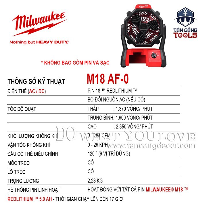 Quạt Dùng Pin Milwaukee M18 AF-0 ( Thân Máy )