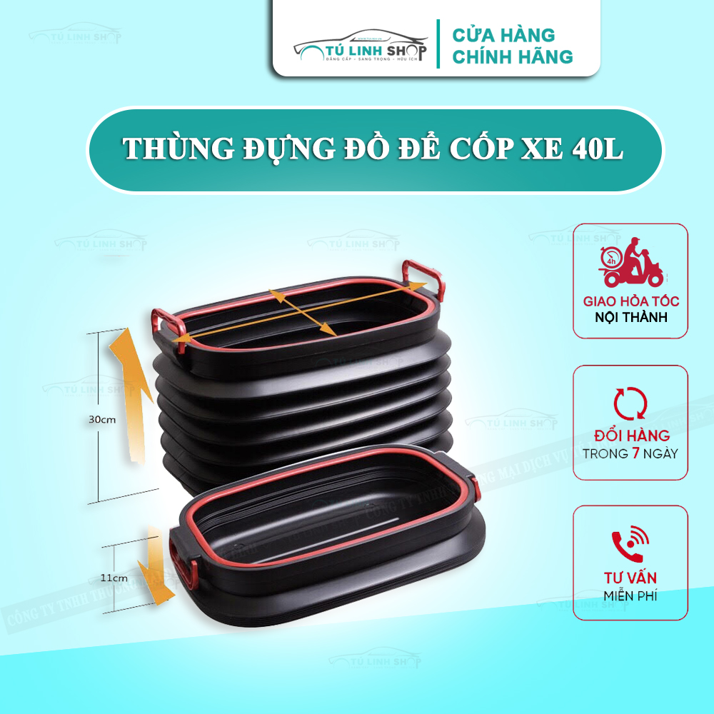 Thùng đựng đồ Ô Tô để cốp có thể gập gọn - dung tích 40L - CarSun Store phụ kiện chuyên dành cho xe ô tô