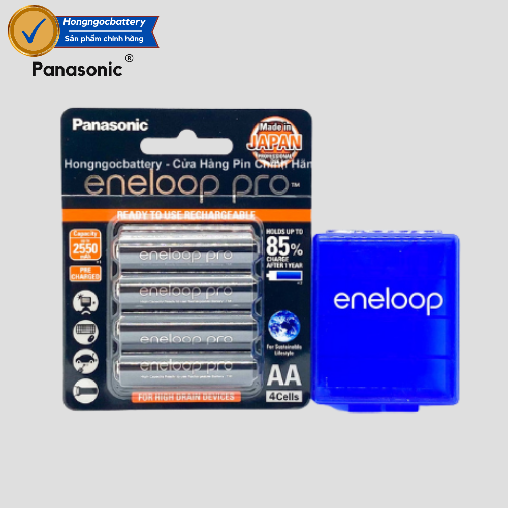 Pin sạc AA Eneloop Pro Panasonic BK-3HCCE/4BV - combo 4 Viên (1 Vỉ)