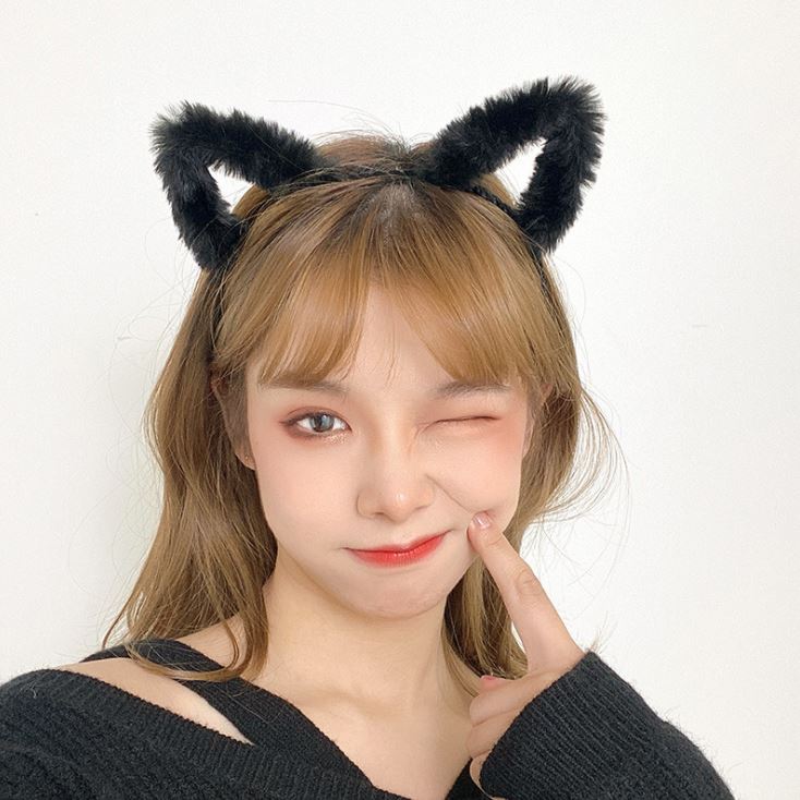 Băng Đô, Bờm Cài Tóc Tai Mèo Trắng Đen Siêu Cute