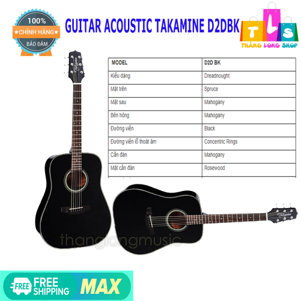 [Chính hãng] Đàn Guitar Acoustic Takamine D2D BLK (Tặng kèm bao 3 lớp và pick gảy)