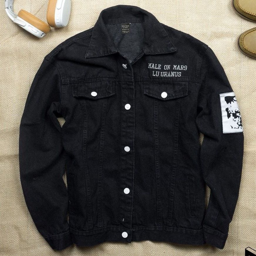 ÁO KHOÁC JEAN NAM THỜI TRANG CAO CẤP ĐEN IN THÊU CÓ BIG SIZE 80KG ÁO KHOÁC DENIM NAM VIET FASHION