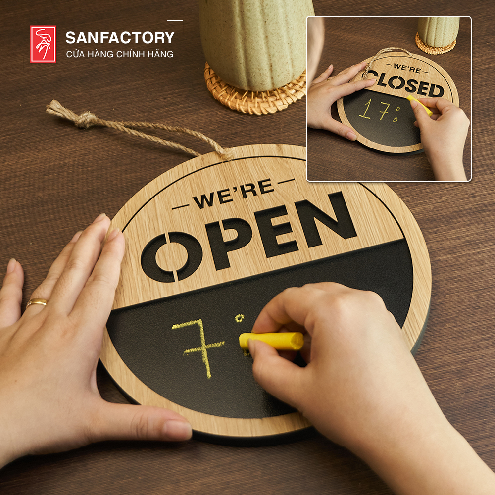 Bảng Gỗ Open Closed Viết Phấn decor trang trí treo tường SAN-OC07