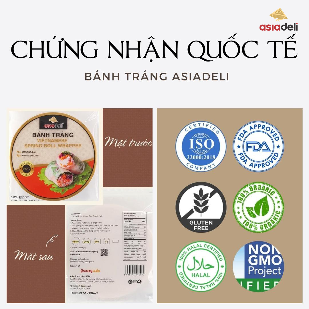 Bánh Tráng Cuốn 22cm Asiadeli gói 300g Hàng Xuất Khẩu