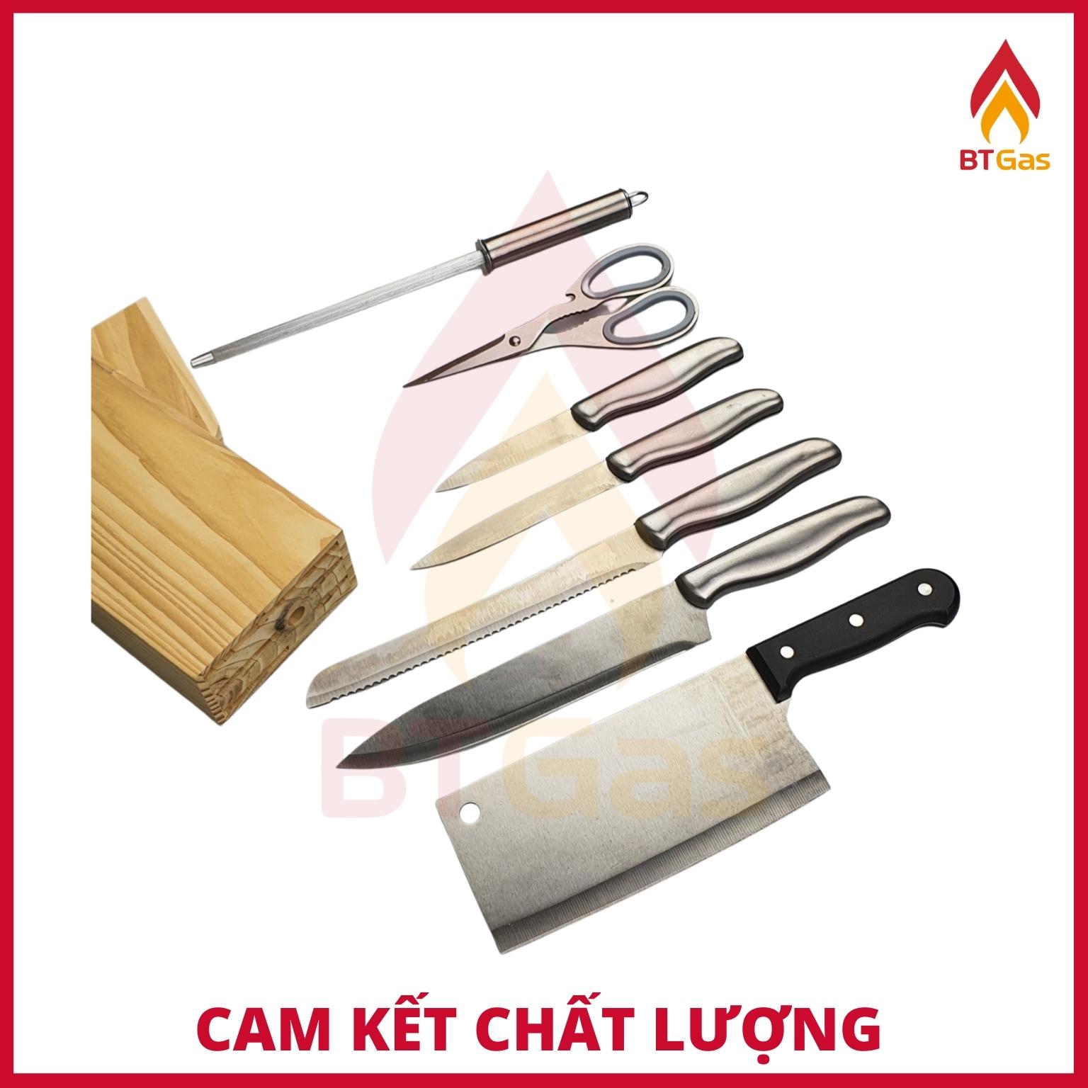 Bộ dao Inox Fimex 8 món (5 dao, 1 kéo, 1 thanh mài dao, 1 giá để dao) FI-017
