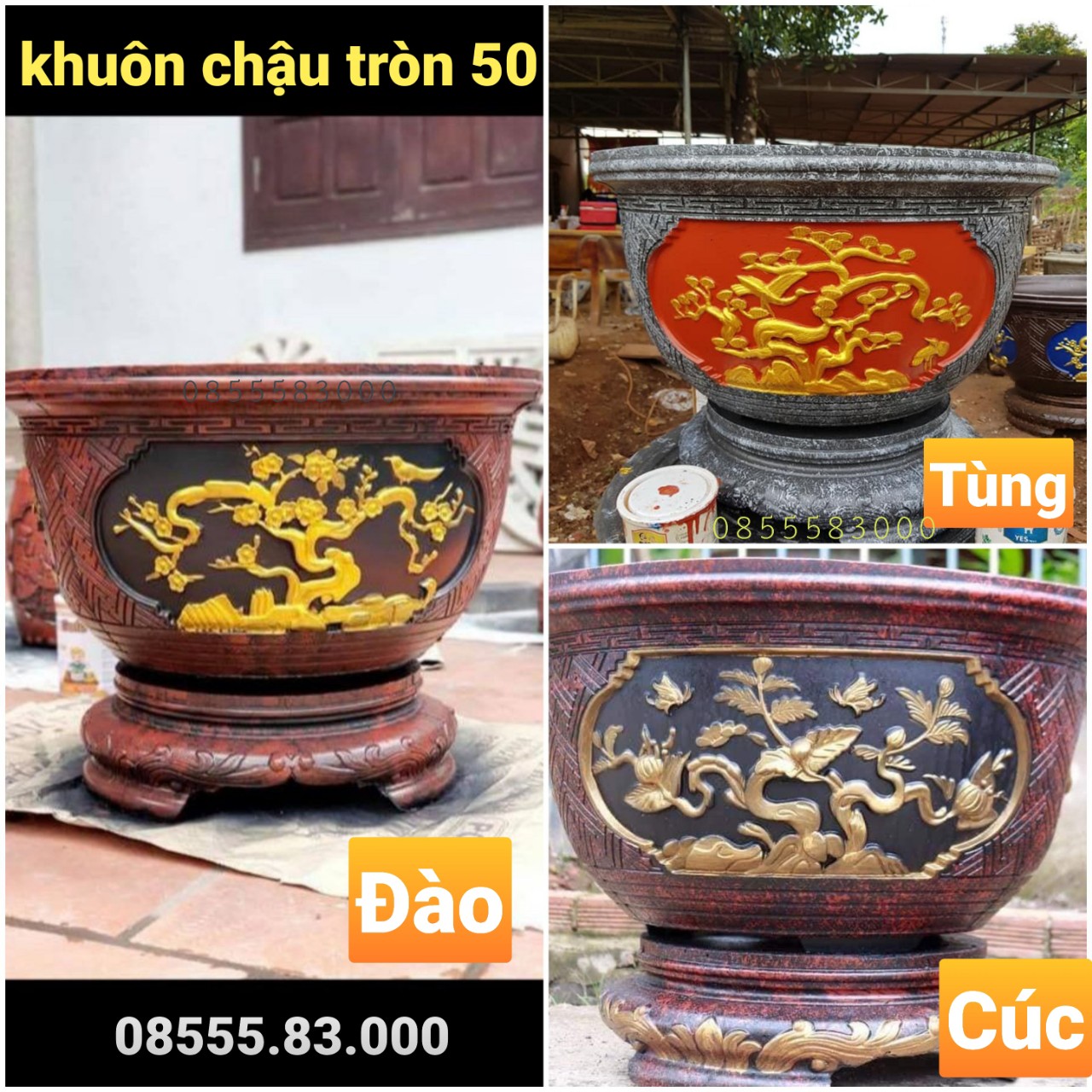 Khuôn đúc chậu cảnh tròn 50 và chân đôn . (khuôn ABS có lòng trong)
