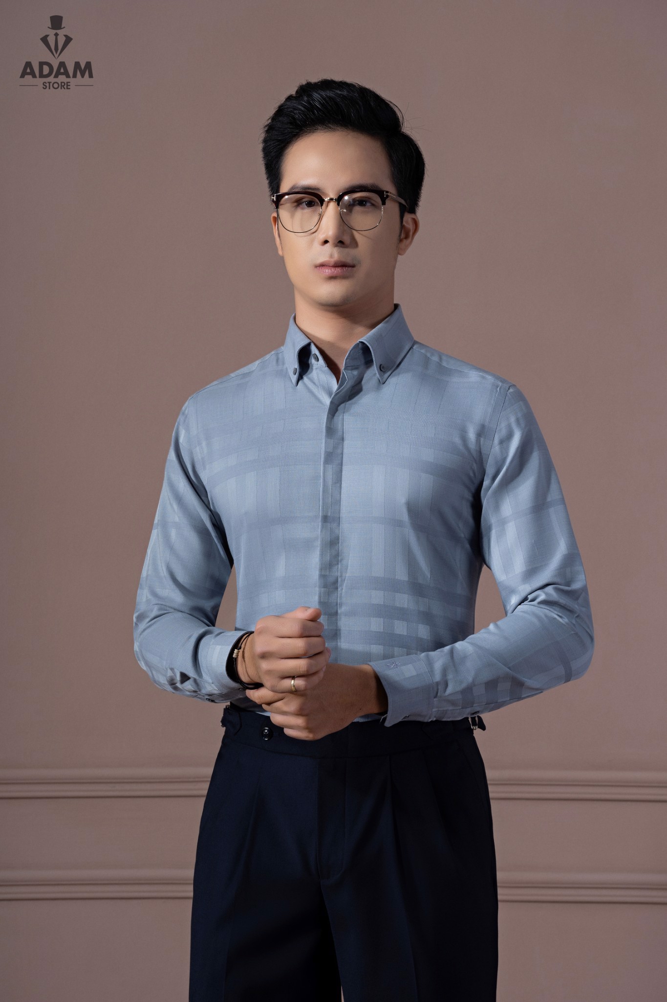 Áo sơ mi cao cấp ghi kẻ chìm TXKC02
