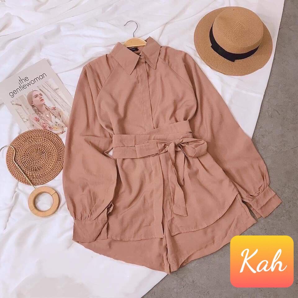 Sét Bộ Voan Đùi Hot Trend Áo Sơ Mi Giấu Quần Trẻ Trung Phóng Khoáng TTSA0668