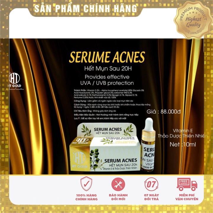 [HCM]Serum Mụn Trắng Da Xoá Thâm Liền Sẹo HT GOLD 10ml