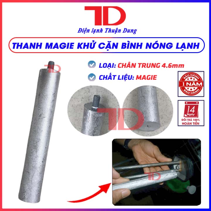 Khử cặn chân trung 4.6mm, Thanh Magie lọc cặn bình nóng lạnh - Điện Lạnh Thuận Dung