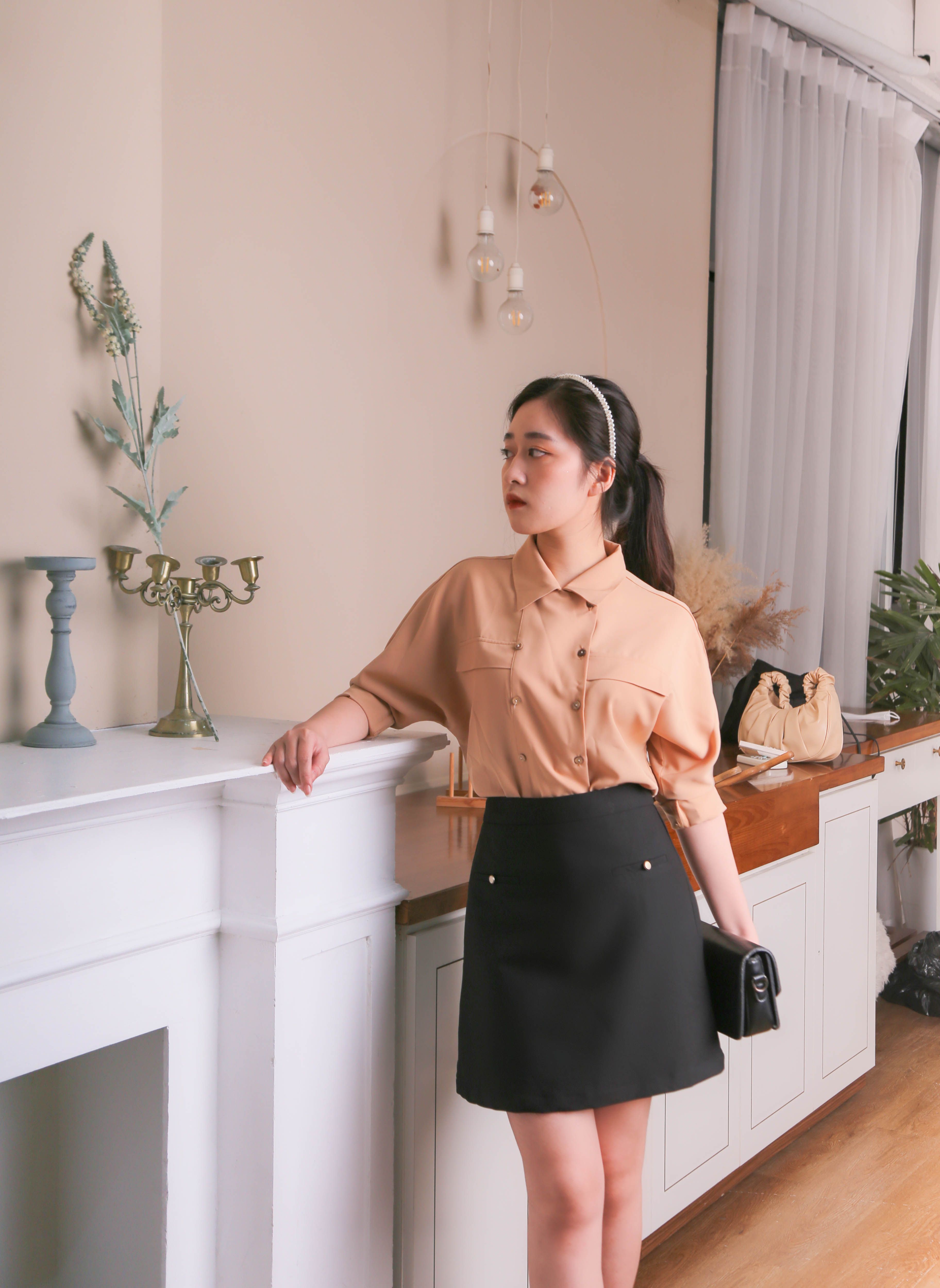 Áo Sơ Mi Kiểu Thiết Kế Đẹp Tay Dài Cánh Dơi Dáng Rộng Cổ Vest Phối Cúc Cách  Điệu Chất Liệu Không Nhăn Sm01-Htdesign - Mixasale
