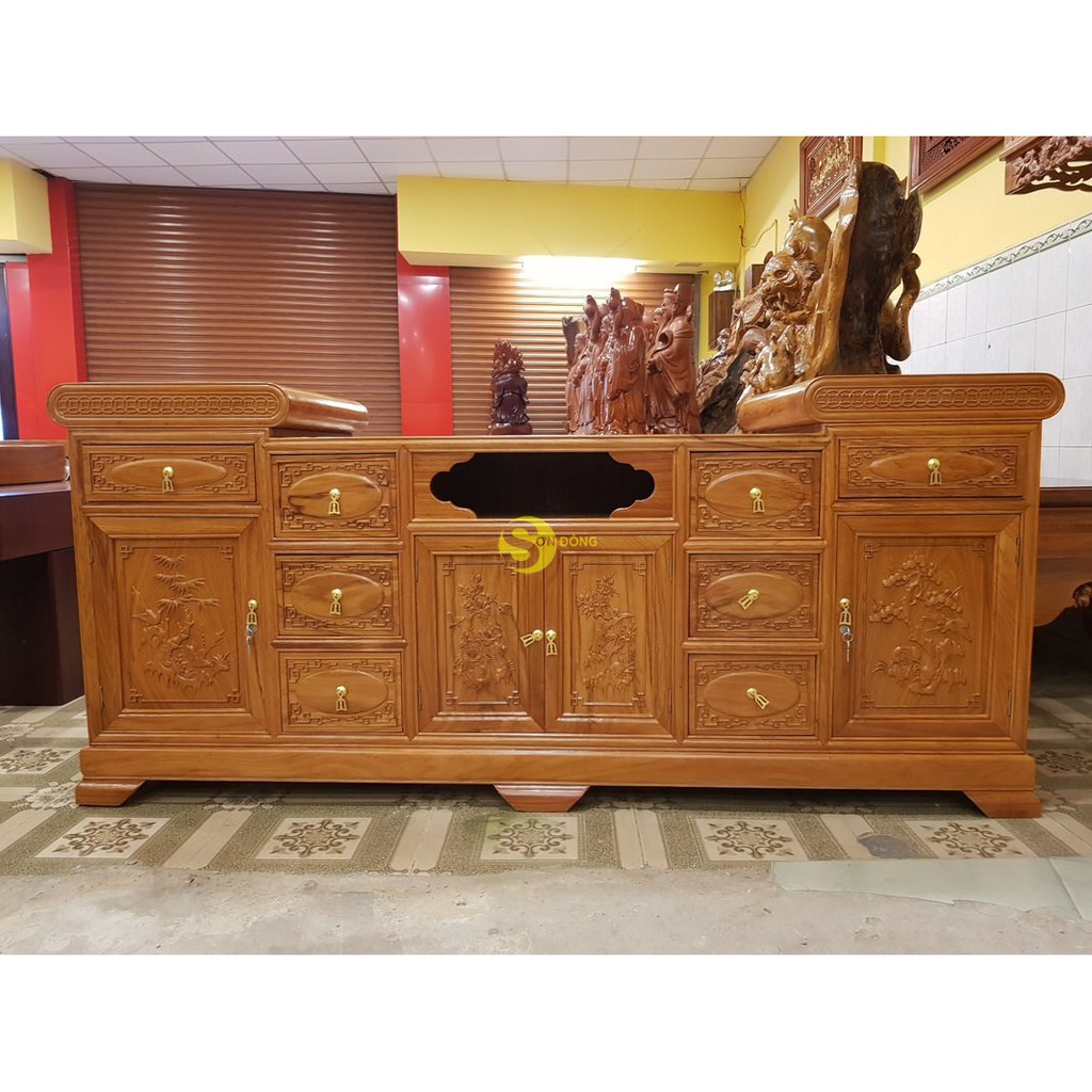 [Trả góp 0%] Tủ ti vi gỗ gõ đỏ mẫu đẹp ,tủ để tivi bằng gỗ , kệ trang trí phòng khách